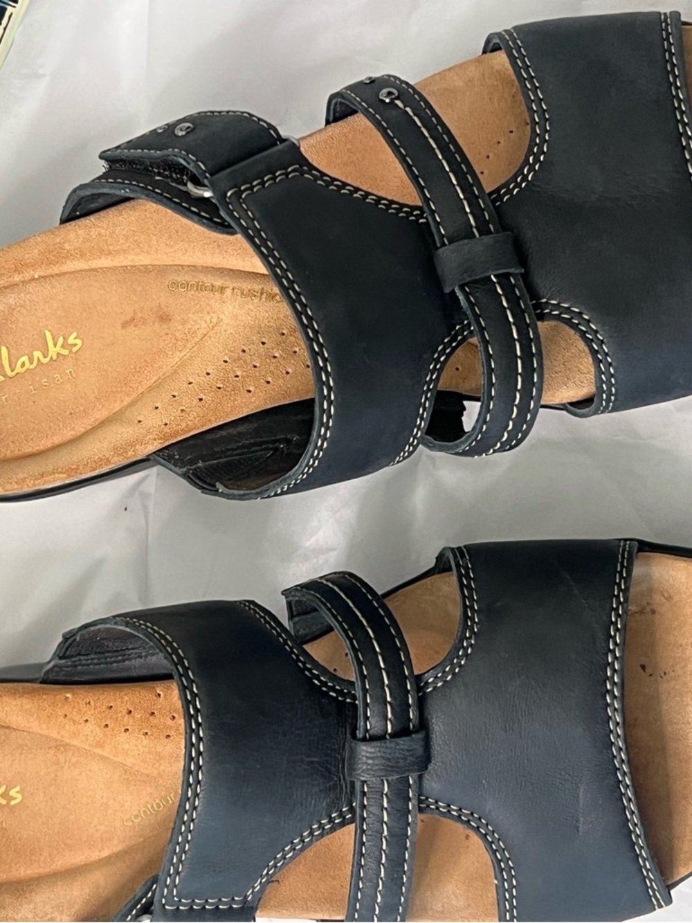 ClarksTuleah Jane Black Leather Slide Sandals with Buckle Straps - Picture 11 of 15
